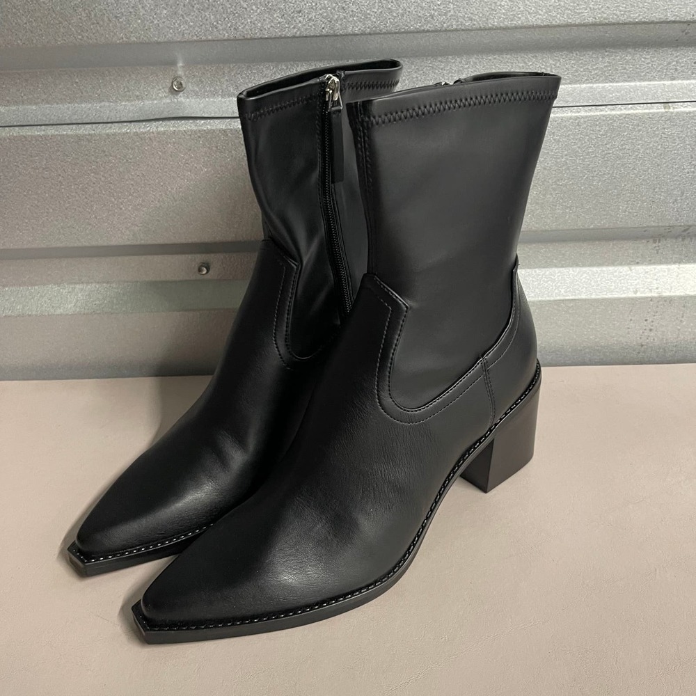 Dolce Vita Women's Black Zippered Pointed Toe Josiah Bootie Block Heel Boots 11